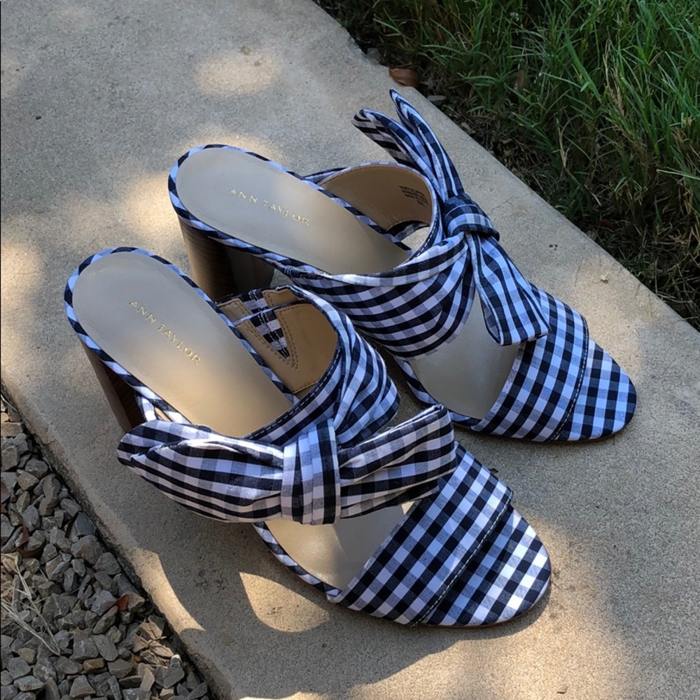 Ann Taylor blue and white gingham heels